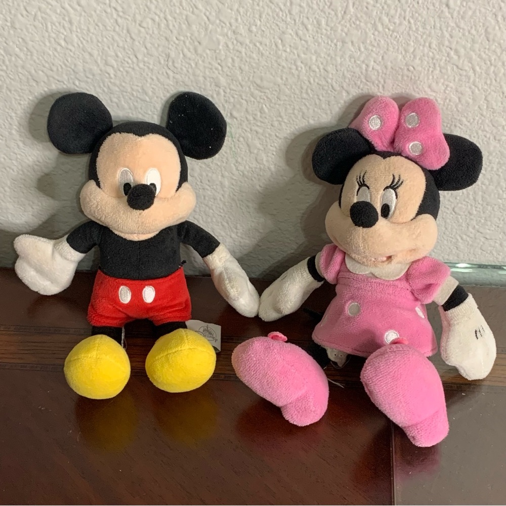 The Disney Store Minnie and Mickey Mouse Beanie Plushie Stuffed Animals